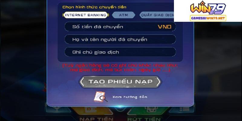 Quy định về nạp tiền